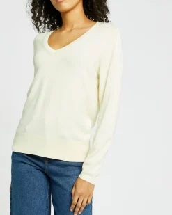 Fashion Dunnes Stores Rib Trim Knit V-Neck Jumper