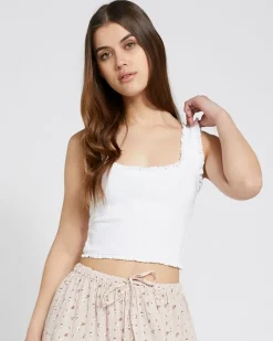 Clearance Dunnes Stores Savida Bailey Frill White Rib Vest Top
