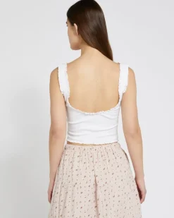 Clearance Dunnes Stores Savida Bailey Frill White Rib Vest Top