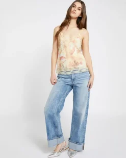 Fashion Dunnes Stores Savida Bailey Print Lace Cami Top