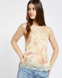 Fashion Dunnes Stores Savida Bailey Print Lace Cami Top