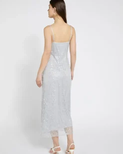 Clearance Dunnes Stores Savida Bailey Silver Sequin Lace Midi Dress