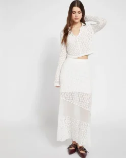 New Dunnes Stores Savida Bailey Texture White Midi Skirt