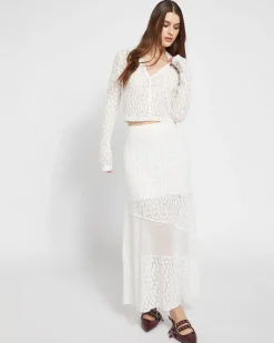New Dunnes Stores Savida Bailey Texture White Midi Skirt