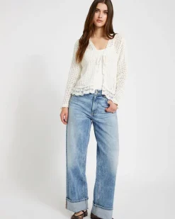 Fashion Dunnes Stores Savida Bailey Tie Front Lace Trim Cardigan