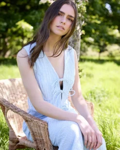 Online Dunnes Stores Savida Charli Gingham Bow Tie Front Waistcoat Top