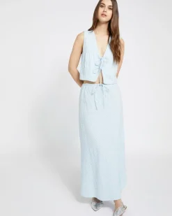 Online Dunnes Stores Savida Charli Gingham Bow Tie Front Waistcoat Top