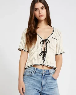 Hot Dunnes Stores Savida Contrast Tie Short Sleeve Cardigan