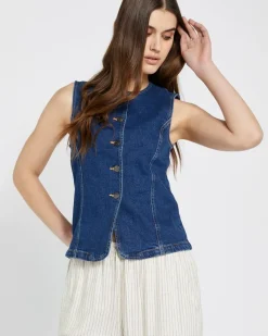 Hot Dunnes Stores Savida Crew Neck Denim Waistcoat
