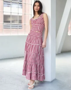 Outlet Dunnes Stores Savida Gingham Tiered Maxi Skirt