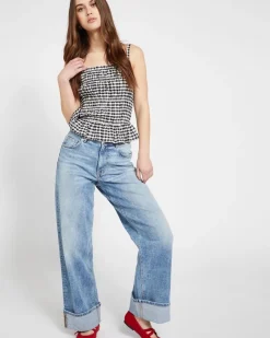 Outlet Dunnes Stores Savida High Turn Up Wide Leg Jeans