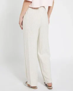 Sale Dunnes Stores Savida Linen Mix Wide Leg Drawstring Waist Trousers