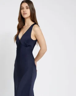 Outlet Dunnes Stores Savida Mia Navy Satin Midi Dress