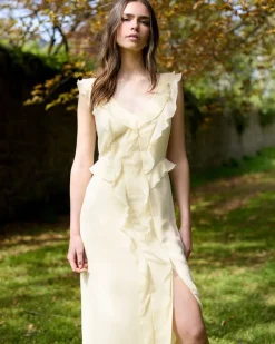 Sale Dunnes Stores Savida Mia Ruffle Lemon Midi Dress