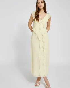 Sale Dunnes Stores Savida Mia Ruffle Lemon Midi Dress