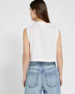 Best Dunnes Stores Savida White Cotton Bow Tie Front Poplin Waistcoat Top