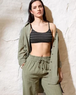 Discount Dunnes Stores Shirred Crop Bikini Top