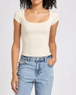 Fashion Dunnes Stores Short Sleeve Ribbed Scoop Neck Crop T-Shirt