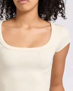 Fashion Dunnes Stores Short Sleeve Ribbed Scoop Neck Crop T-Shirt