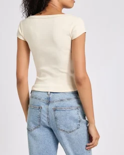 Fashion Dunnes Stores Short Sleeve Ribbed Scoop Neck Crop T-Shirt