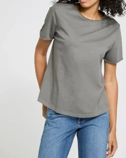 Fashion Dunnes Stores Short-Sleeved Garment Dye Raw Edge T-Shirt