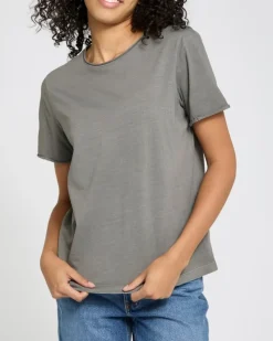 Fashion Dunnes Stores Short-Sleeved Garment Dye Raw Edge T-Shirt