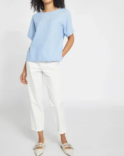 Online Dunnes Stores Short-Sleeved Linen Blend Top
