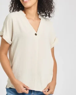 Hot Dunnes Stores Short-Sleeved V-Neck Woven Top