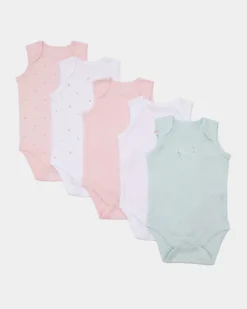 Discount Dunnes Stores Sleeveless Bodysuit - Pack Of 5 - (Newborn-3 Years)