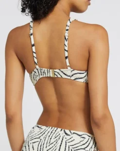 New Dunnes Stores Smocked Printed Soft Cup Bikini Top