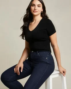 Online Dunnes Stores Stretch V-Neck T-Shirt