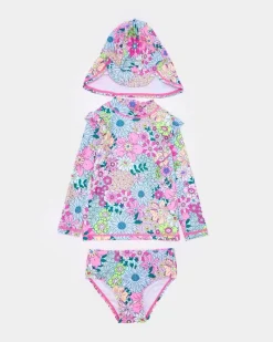 Clearance Dunnes Stores Three-Piece Floral Rash Guard Set (9 Months-6 Years)
